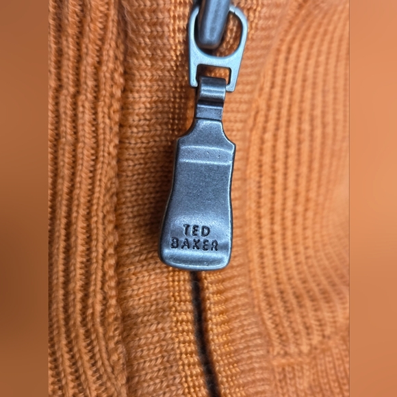 Ted Baker Size L/4 Vibrant Orange Knitwear Jacket w/ Side Pockets - Picture 12 of 13